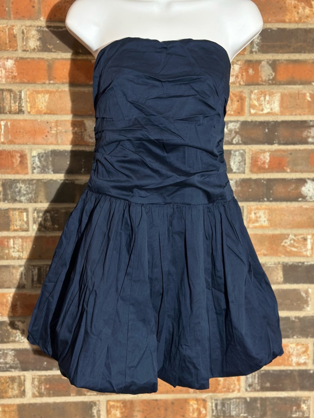 Classic Strapless Navy Bubble Hem Dress